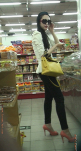 OL红高跟打底黑裤包臀