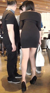 高跟超短连衣裙长发大美女与情人