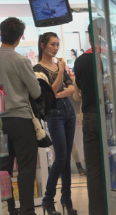 超长时间跟拍长腿牛仔紧身OL