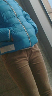 长筒包臀呢绒布裤