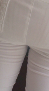 宽臀超紧身白裤