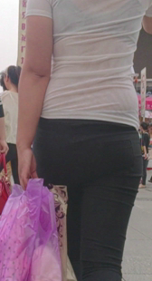 大屁股黑裤上衣透明