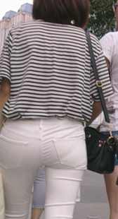 细腰大屁股白裤