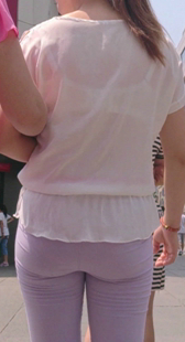 大屁股包臀蓝裤