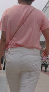 大屁股白紧布裤