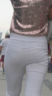 超紧白裤大屁股