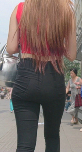 长腿宽臀紧身黑裤