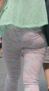 超紧花裤成熟宽臀