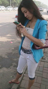 性感白裤少妇三角区