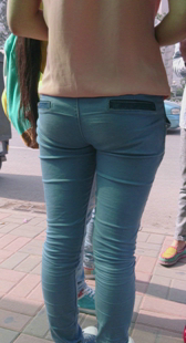 重口味蓝裤内痕紧