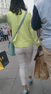 超紧布裤细高跟