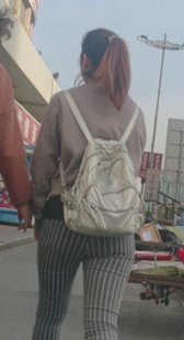 大屁股条纹布裤