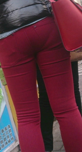 性感长腿红裤紧内痕