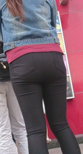 重口味打底裤大妈臀