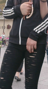 冬天街拍打底裤视频