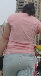 蓝紧包臀打底裤大妈