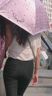 跟拍宽紧臀打底裤小情侣