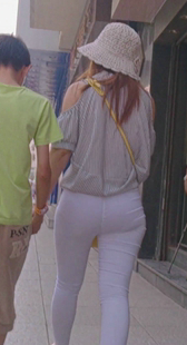 性感白裤苹果臀