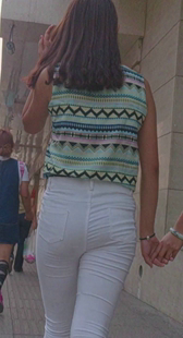 紧身白裤大屁股