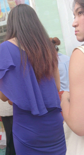 包臀蓝裙大屁股