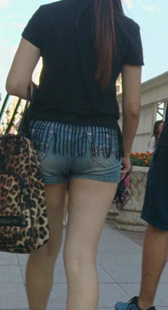 深沟超紧热裤美腿