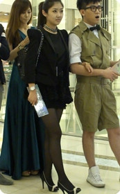 时尚走秀,高气质黑丝袜美女