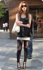 个性美眉,高跟丝袜美女好有个性呢