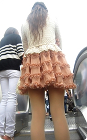 街拍美女,粉红色蓬蓬裙可爱美女