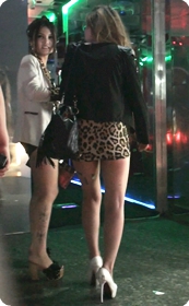 高挑长腿性感豹纹超短裙美女