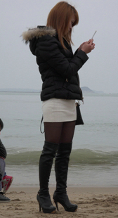 细高跟黑丝超短裙真受不了