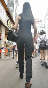 高挑细腰紧臀西裤长发OL