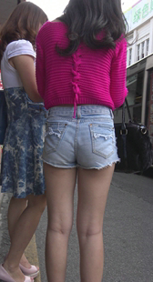 极品深沟牛仔热裤OL