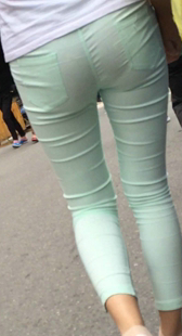 紧身打底裤透红内