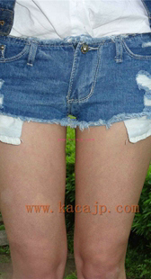 牛仔短裤模特前后摄