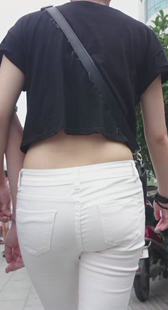 超紧白裤翘臀开发少