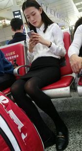 黑色丝袜黑色包臀裙OL极品长腿