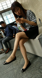 商圈肉丝细长腿OL