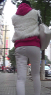 打底白裤紧身小妹