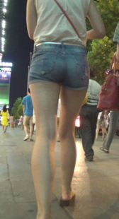 牛仔热裤长腿OL性感少妇