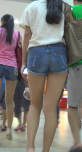 商场细腰牛仔勾深OL