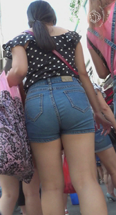 超重口味牛仔热裤翘紧大