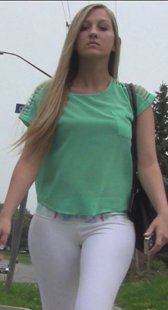 靓丽超紧白裤小妹