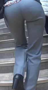 高跟西裤小少妇上楼梯