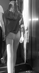 透视紧臀布裤紧内痕