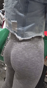 侧拍翘臀灰裤小姐姐