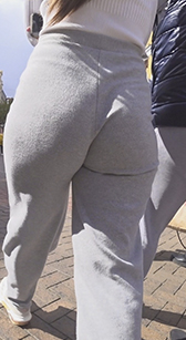 Brunette in flare pants