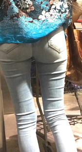 超紧牛仔宽臀成熟少妇