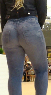 超紧灰牛仔饱满重口味