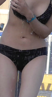 性感黑色泳衣少妇