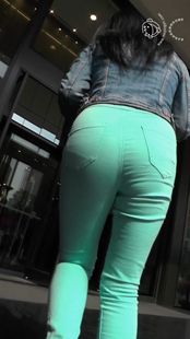 性感包臀蓝裤美